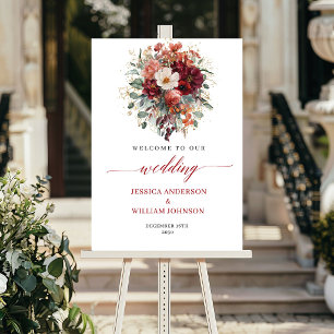Marsala Herbst Floral Eukalyptus Boho Hochzeitssch Poster