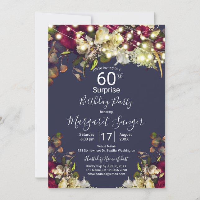 Marsala & Ivory Wasserfarbe Rose Überraschendes Pa Einladung (Vorderseite)