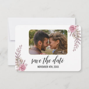 Marsala Maroon Floral Watercolor Save the Date