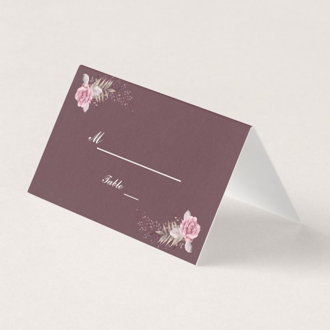 Marsala Maroon Floral Watercolor Wedding (Rückseite)
