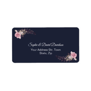 Marsala Maroon Navy Floral Watercolor Hochzeit Adressaufkleber