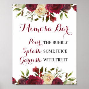 Marsala Mimosa Bar Sign Wedding Brautparty Fall Poster