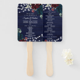 Marsala & Navy Rustic Wedding Programm Fächer