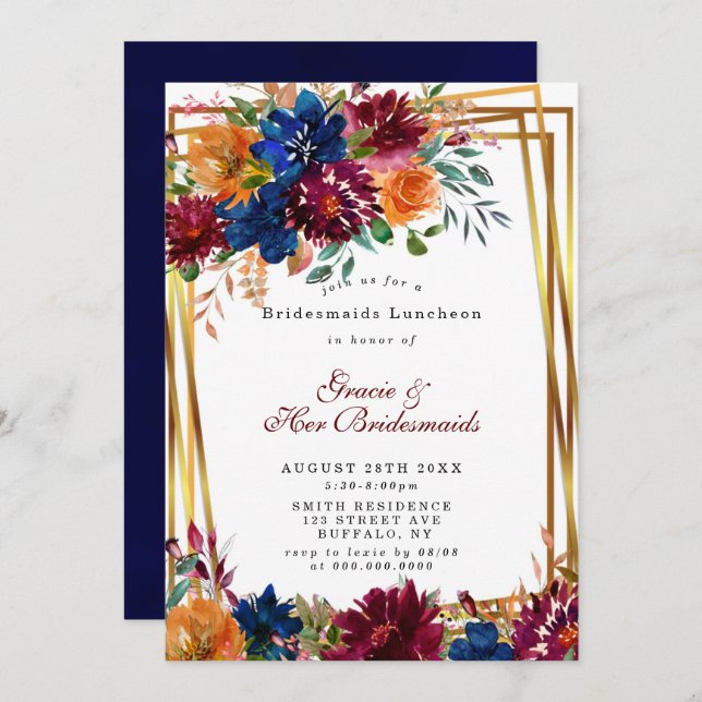 Marsala Orange Floral Bridesmaids Luncheon (Vorne/Hinten)