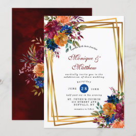 Marsala Orange Floral Geometric Wedding Invi Einladung