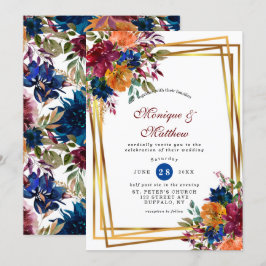 Marsala Orange Floral Geometric Wedding Invi Einladung