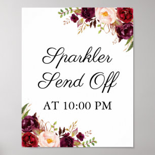 Marsala Pink Floral Sparkler Absenden Signaturpost Poster