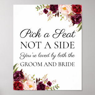 Marsala & Pink Floral Wählen Sie einen Platz, kein Poster