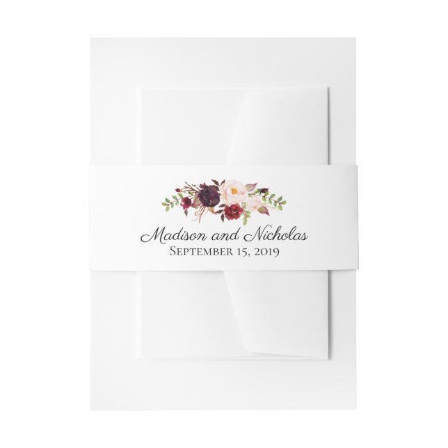 Marsala Pink Floral Wedding Envelope Bly Band (Vorderseite Beispiel)