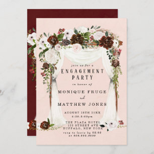 Marsala Pink Floral White Canopy Engagement Party Einladung