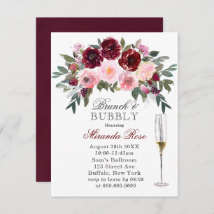 Marsala Pink Painted Peony Brunch & Bubbly Einladung