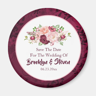 Marsala & Pink Peony Save the Date Magnet