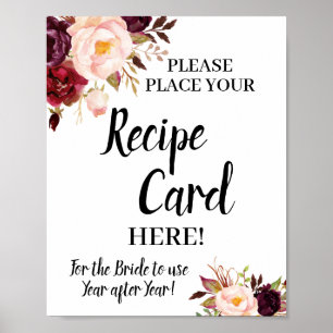 Marsala Place Rezeptkarte Brautparty-Schild Poster