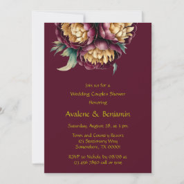 Marsala Red and Gold Peony Wedding Couples Dusche Einladung