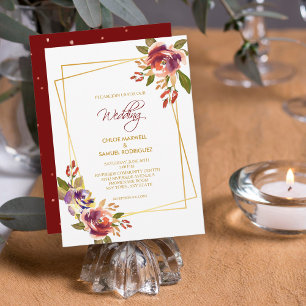 Marsala Red Bronze Rose Einladung zur Hochzeit