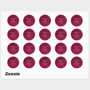 Marsala Red Burgundy Modern Watercolor Vielen Dank Runder Aufkleber