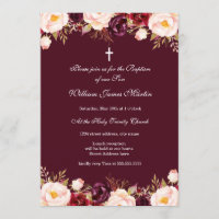 Marsala Red Burgundy Watercolor Floral Taufe