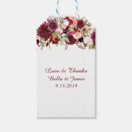 Marsala Red Floral Gastgeschenk Hochzeit Gift Tags Geschenkanhänger