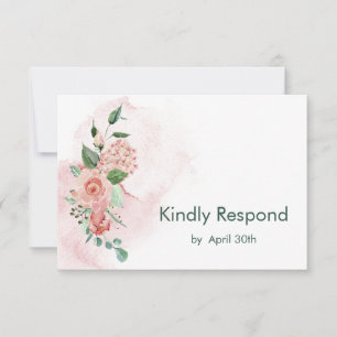 Marsala Red Floral Wedding RSVP Karte