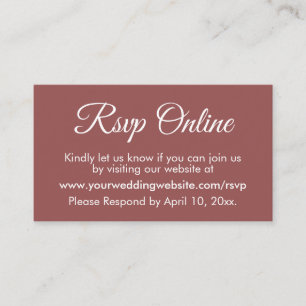 Marsala Red Wedding RSVP Online Elegant Einfach Begleitkarte
