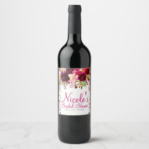 Marsala Rosa Blumen Gold Burgund Stark Hochzeit Weinetikett