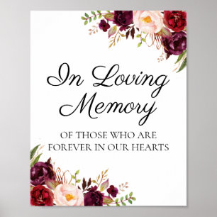 Marsala & Rosa Floral In-Loving-Memory-Schild Post Poster