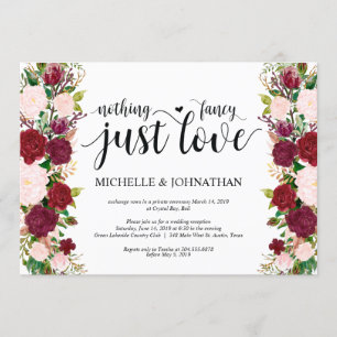 Marsala rosa florale Hochzeit Elopement Reception Einladung