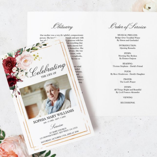 Marsala Rose Beerdigung Programm | Dienstplan (Von Creator hochgeladen)