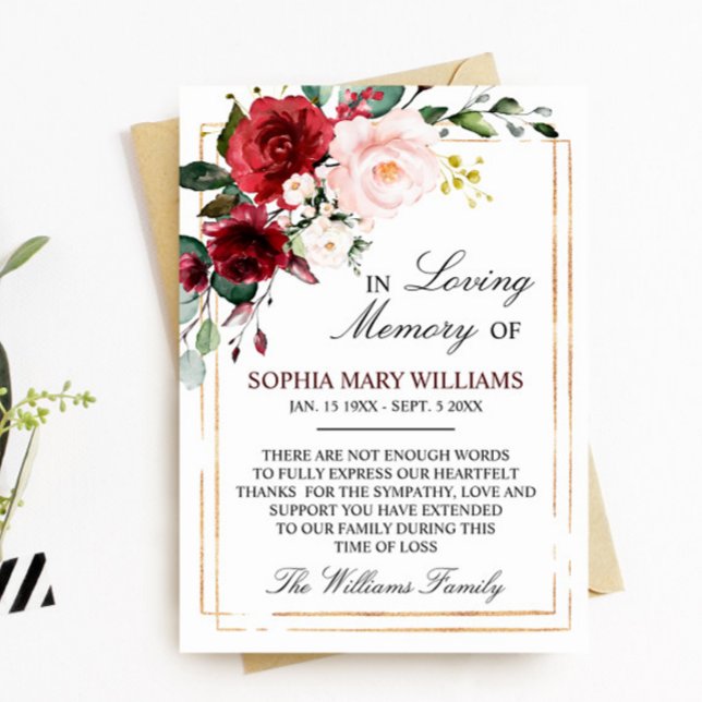 Marsala Rose Beileid Memory Dankeskarte (Von Creator hochgeladen)