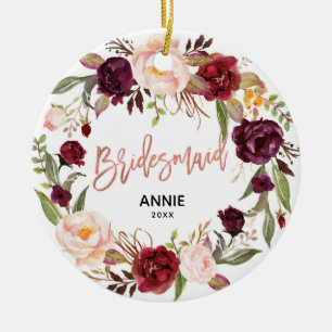 Marsala Rose Gold Bridesmaid Keramik Ornament