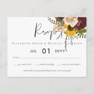Marsala Rose Sonnenblumen Budget billig Hochzeit Postkarte