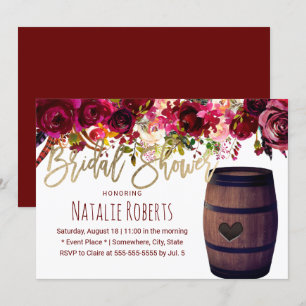 Marsala Rote Flora Brautparty Einladung