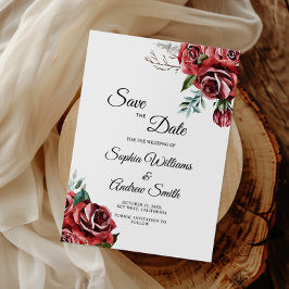 Marsala Rote Rose Rustikal Save the Date