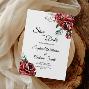 Marsala Rote Rose Rustikal Save the Date