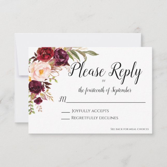 Marsala RSVP Card Einladung (Vorderseite)