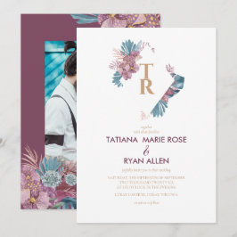 Marsala | Tropische Blätter Blumenhochzeit Einladung