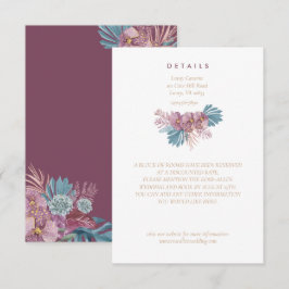 Marsala | Tropische Blätter Blumenhochzeit Enclosu Begleitkarte