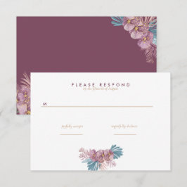 Marsala | Tropische Blätter Blumenhochzeit RSVP Karte