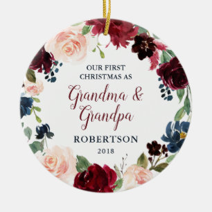 Marsala u. Marine, die mit Blumen sind, erröten Keramik Ornament