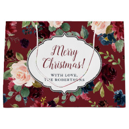 Marsala u. Marine-frohe mit Blumenweihnachten Große Geschenktüte