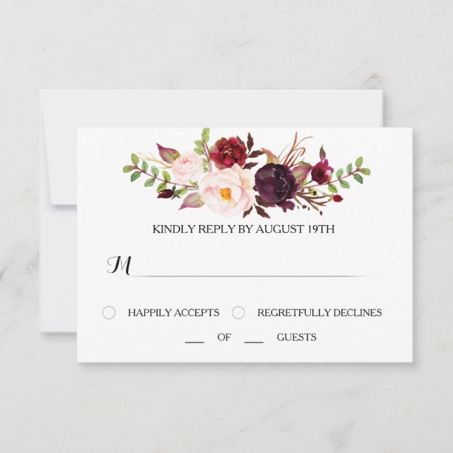 Marsala UAWG Wedding Card RSVP Karte (Vorderseite)