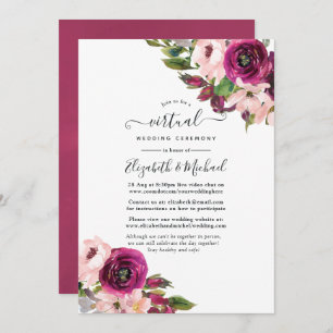 Marsala und Blush Bloral Online Virtual Wedding Einladung