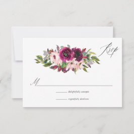 Marsala und Blush Bloral Wedding RSVP Karte