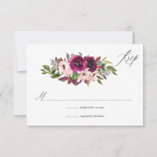 Marsala und Blush Bloral Wedding RSVP Karte