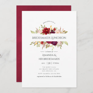 Marsala und Blush Floral Bridesmaids Luncheon Einladung