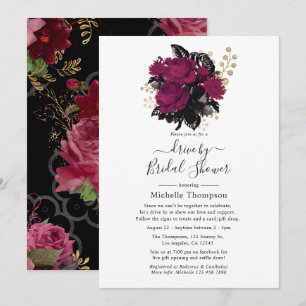 Marsala und Gold Floral Virtual Drive By Shower Einladung