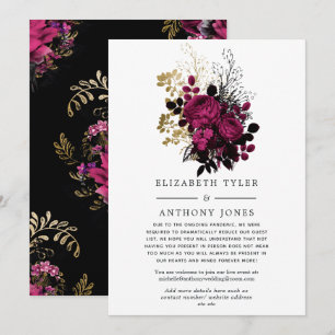 Marsala und Gold Florale Hochzeitsgästeliste Ankündigung