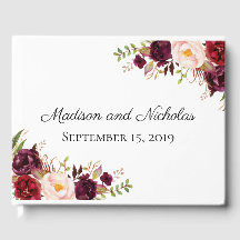 Marsala und Pink Floral Wedding Gästebuch