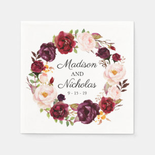 Marsala und Pink Floral Wedding Napkins Serviette