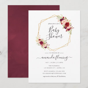 Marsala und Rosé Boho Geometrische Babyparty Einladung